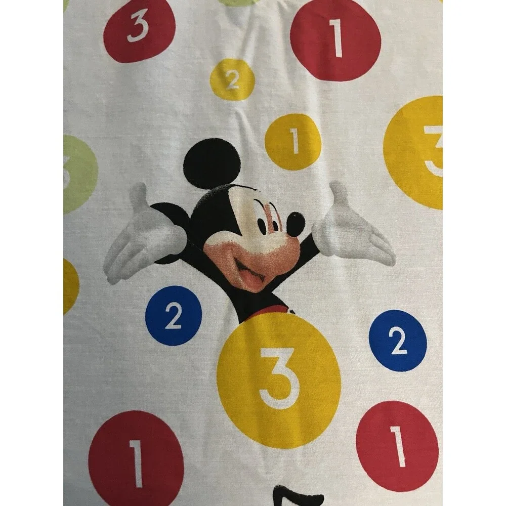 Disney Characters Twin Flat Sheet Mickey Mouse & Friends Counting Numbers Y2K